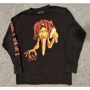 trippy red t shirt long sleeve size large rap hip hop black crew neck